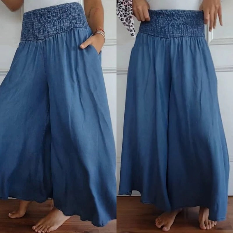Lilie | Jean pour femmes avec jambe large et taille haute et poches