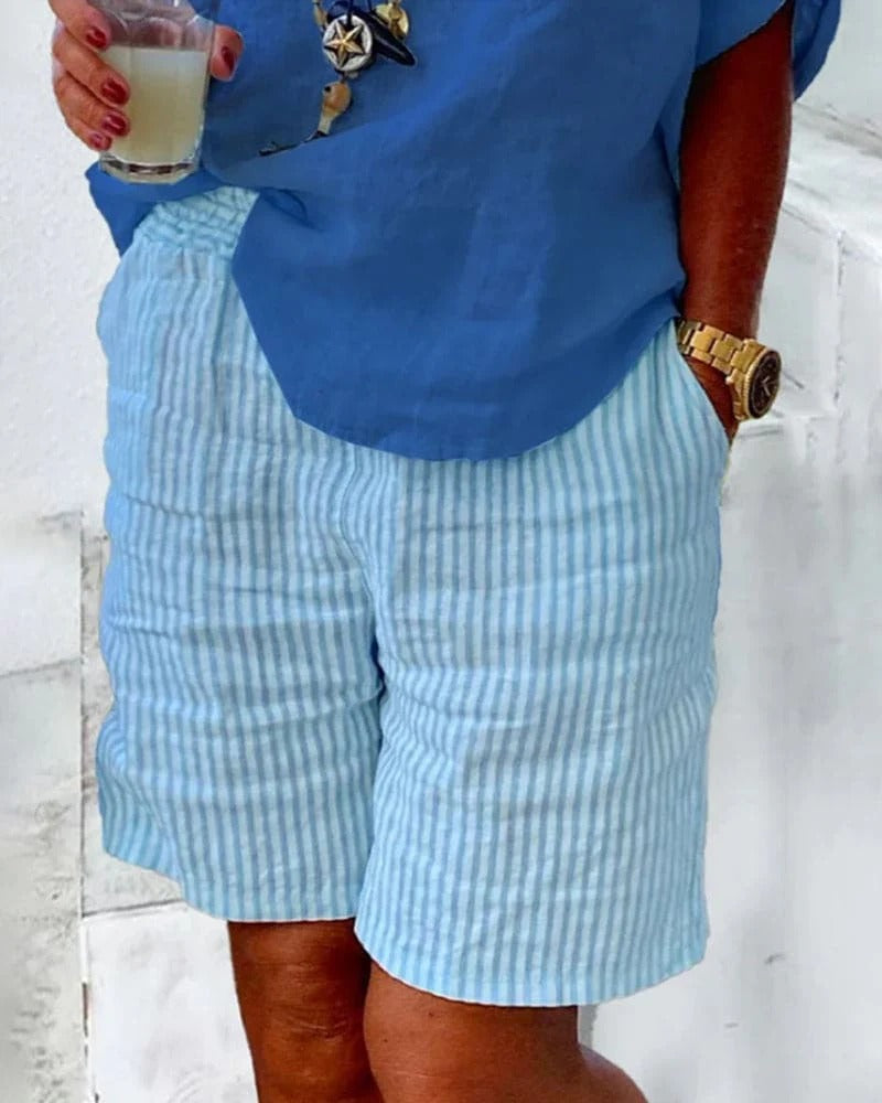 Short rayé taille moyenne pour femmes | Idéal pour les journées d'été