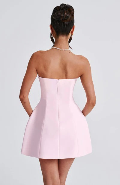 Sandra - Robe Mini en Corset Structuré Sans Bretelles avec Poches