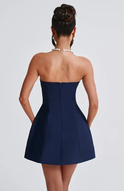 Sandra - Robe Mini en Corset Structuré Sans Bretelles avec Poches