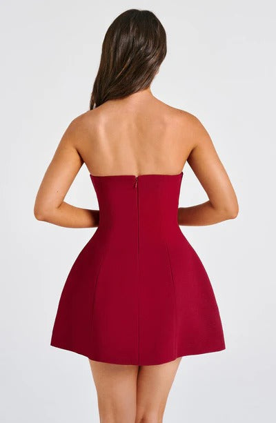 Sandra - Robe Mini en Corset Structuré Sans Bretelles avec Poches