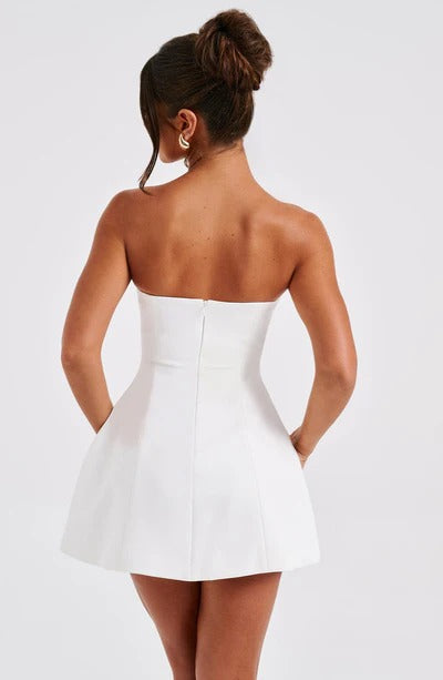 Sandra - Robe Mini en Corset Structuré Sans Bretelles avec Poches