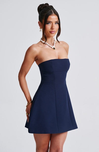 Sandra - Robe Mini en Corset Structuré Sans Bretelles avec Poches
