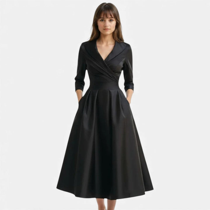 Robe midi élégante avec effet drapé pour femmes
