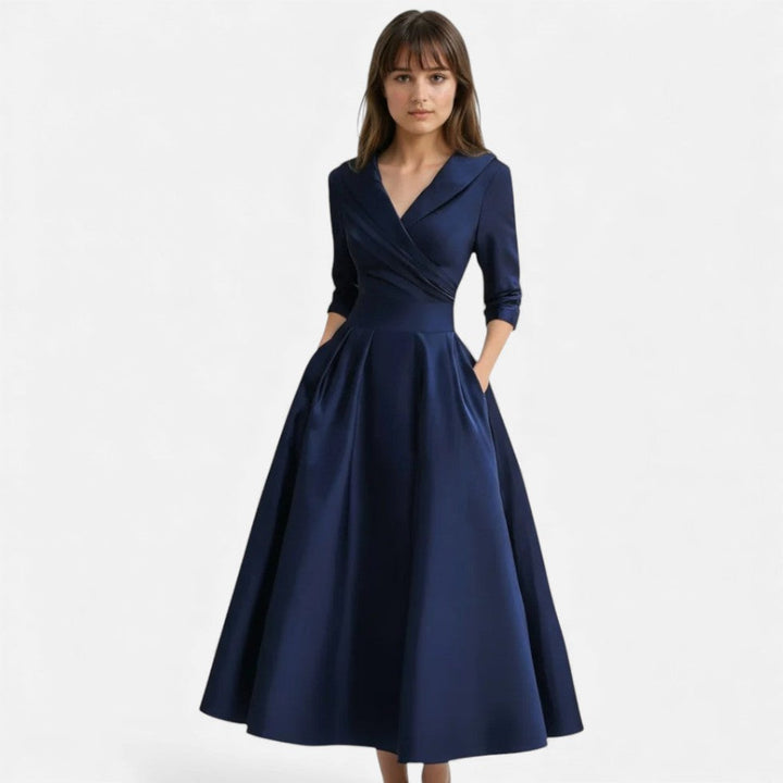 Robe midi élégante avec effet drapé pour femmes