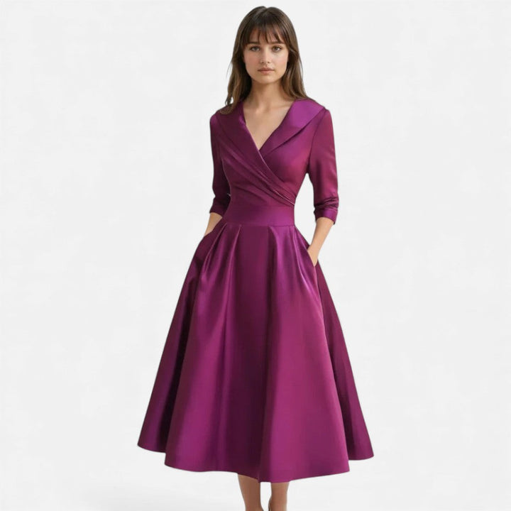 Robe midi élégante avec effet drapé pour femmes