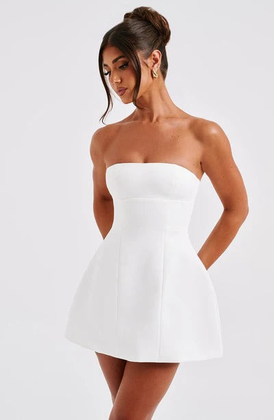 Sandra - Robe Mini en Corset Structuré Sans Bretelles avec Poches