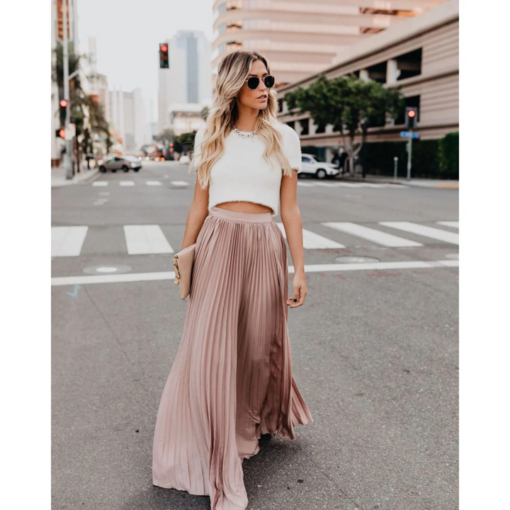 Imke | Jupe plissée maxi pour femmes taille haute