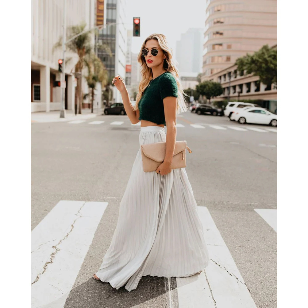 Imke | Jupe plissée maxi pour femmes taille haute