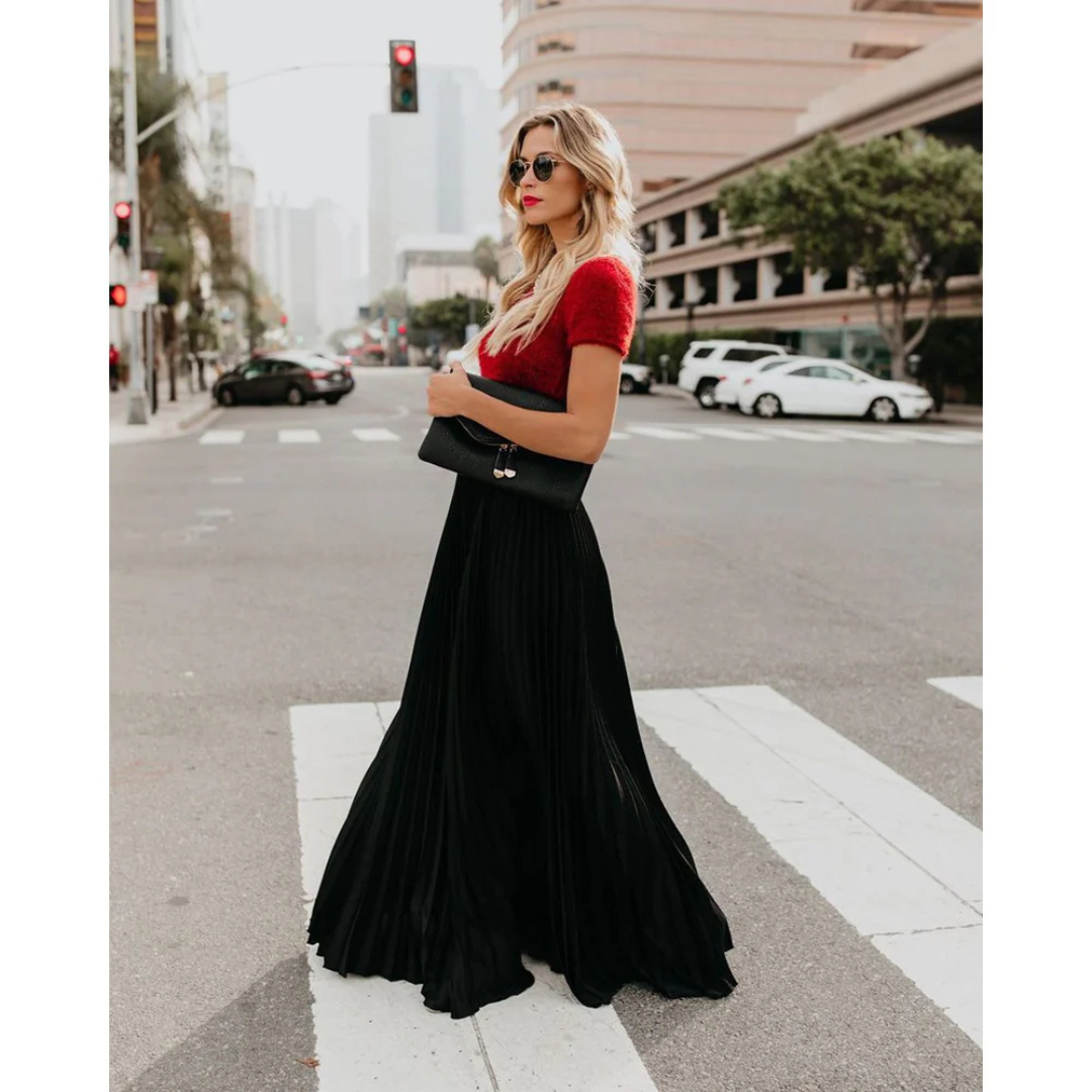 Imke | Jupe plissée maxi pour femmes taille haute
