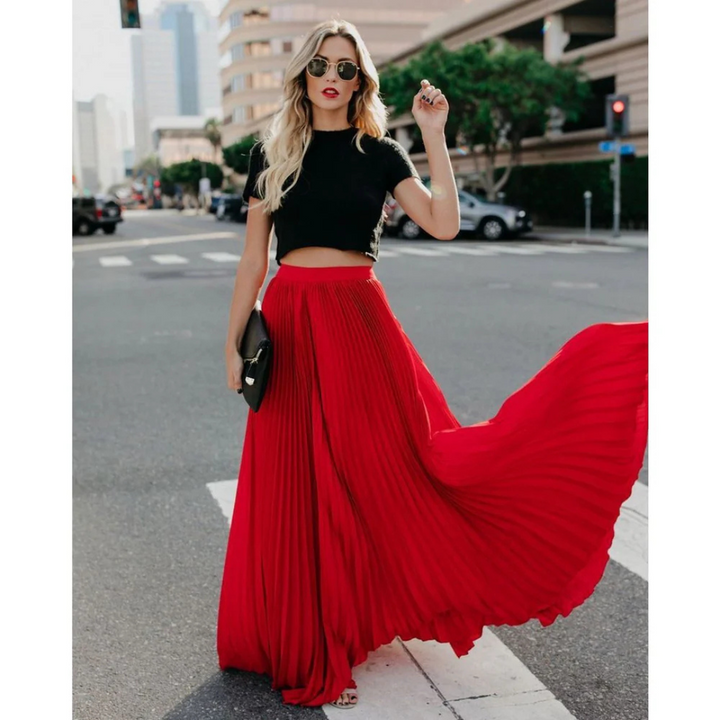 Imke | Jupe plissée maxi pour femmes taille haute