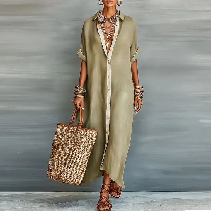 Immanuela | Robe chemise maxi pour femme avec boutons