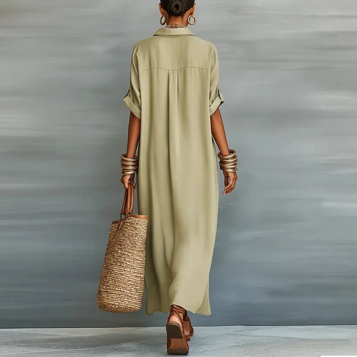 Immanuela | Robe chemise maxi pour femme avec boutons