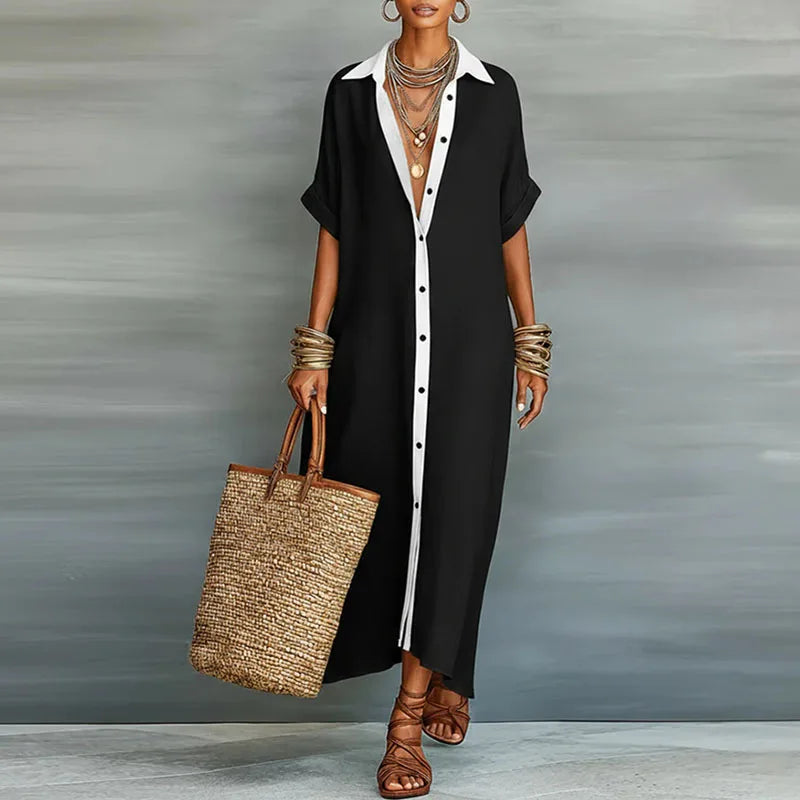 Immanuela | Robe chemise maxi pour femme avec boutons