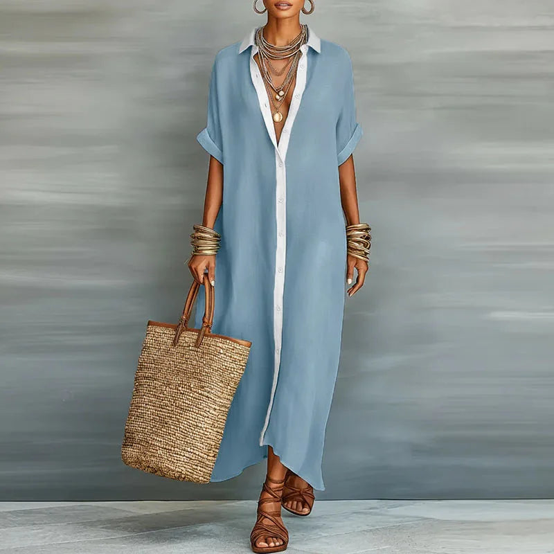 Immanuela | Robe chemise maxi pour femme avec boutons