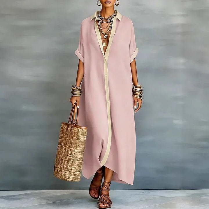 Immanuela | Robe chemise maxi pour femme avec boutons