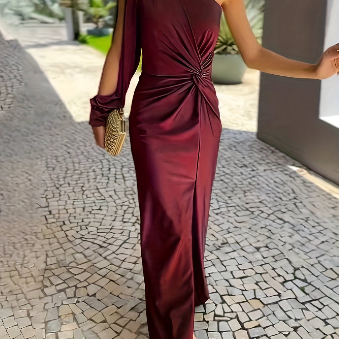 Ingrid | Robe élégante à une épaule pour femme invitée de mariage