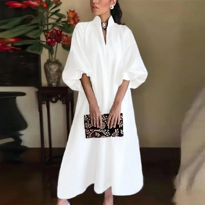 Ingrid | Robe Maxi à Col Montant pour Femmes à Manches Longues