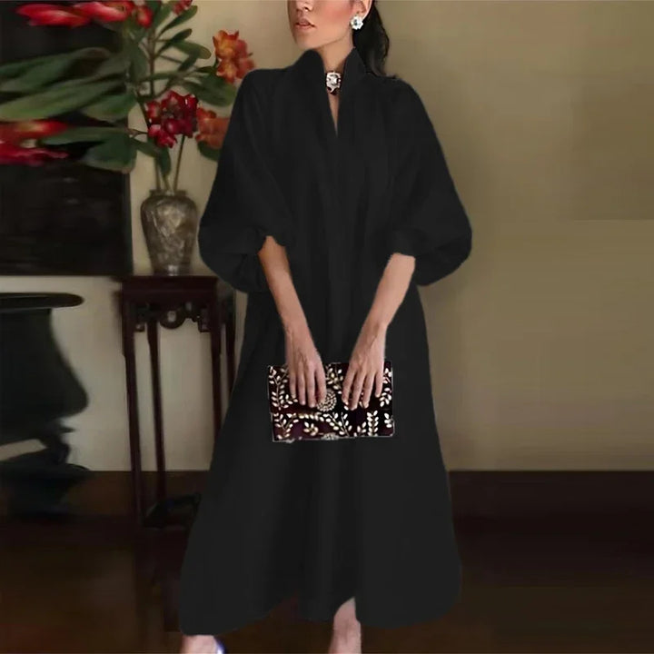 Ingrid | Robe Maxi à Col Montant pour Femmes à Manches Longues