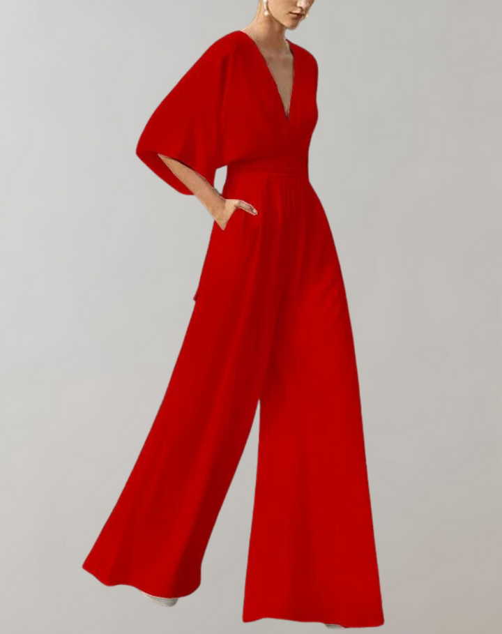 Iolanthe | Combinaison Femme à Jambe Large et Décolleté en V