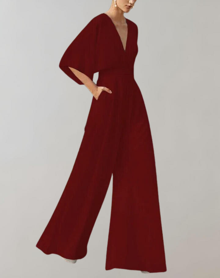 Iolanthe | Combinaison Femme à Jambe Large et Décolleté en V