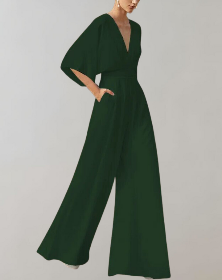 Iolanthe | Combinaison Femme à Jambe Large et Décolleté en V