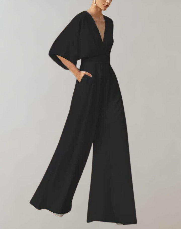 Iolanthe | Combinaison Femme à Jambe Large et Décolleté en V