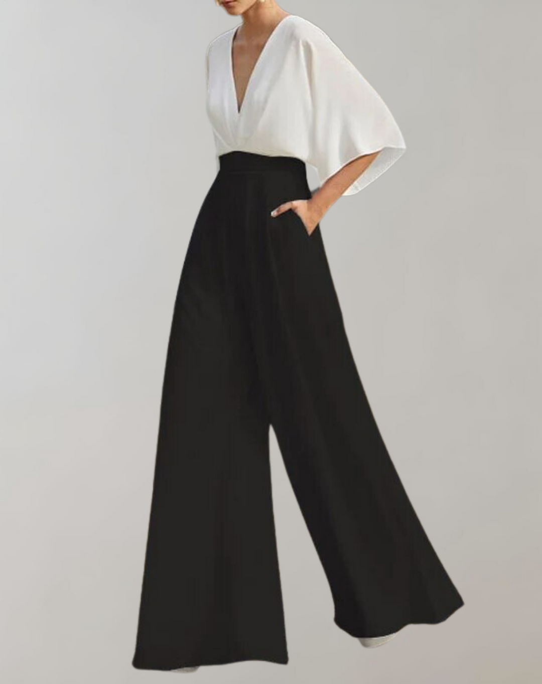 Iolanthe | Combinaison Femme à Jambe Large et Décolleté en V