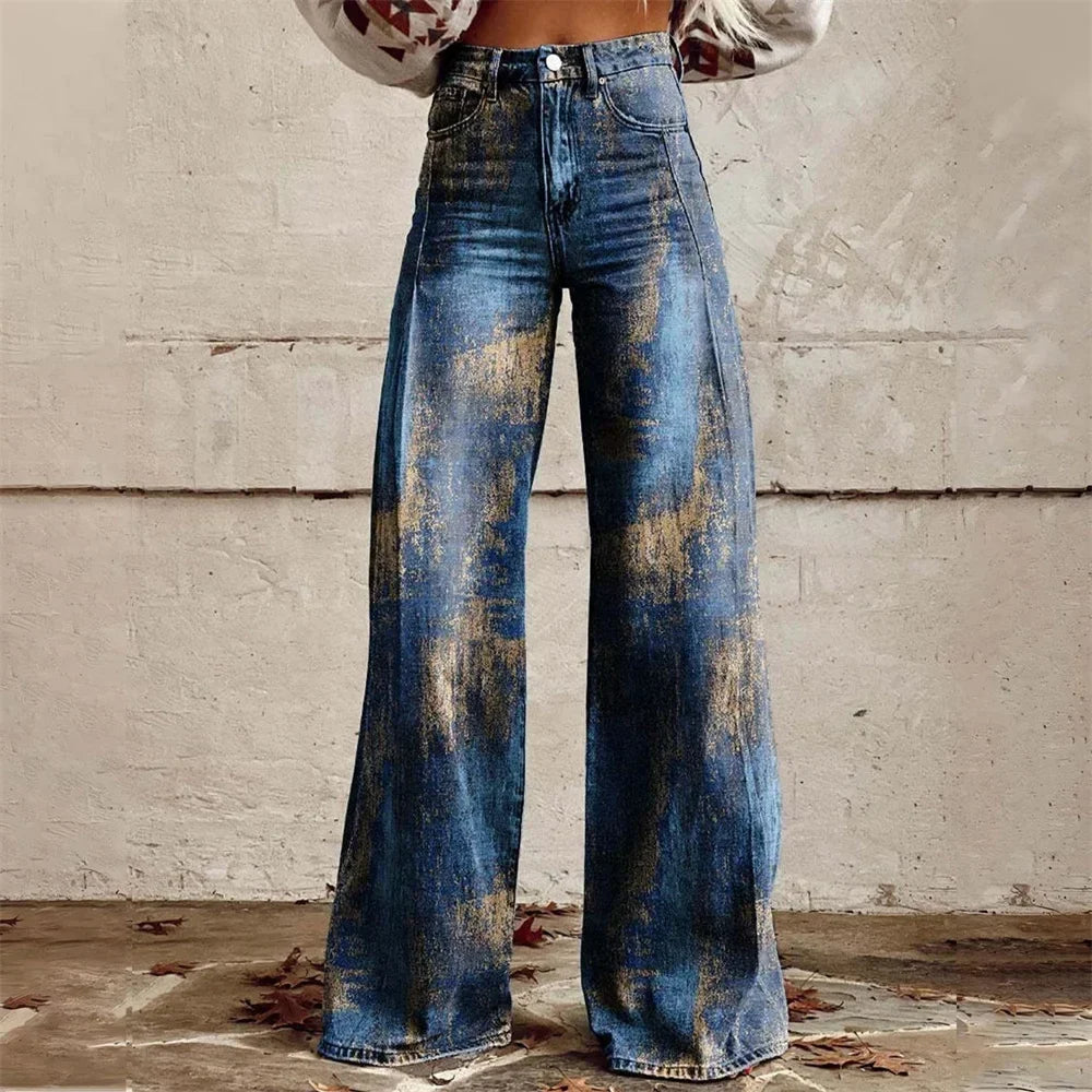 Isabel | Jeans évasés imprimés taille haute pour femmes