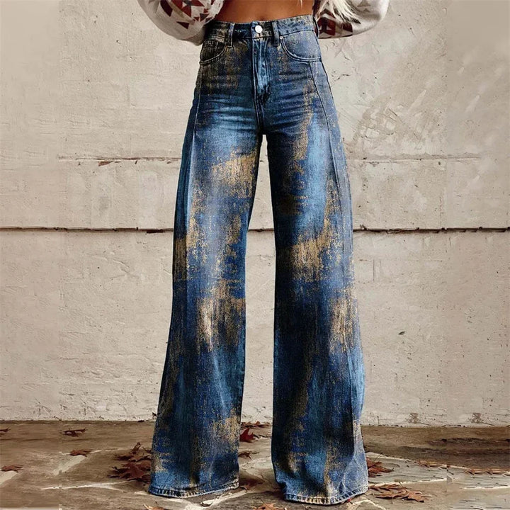 Isabel | Jeans évasés imprimés taille haute pour femmes