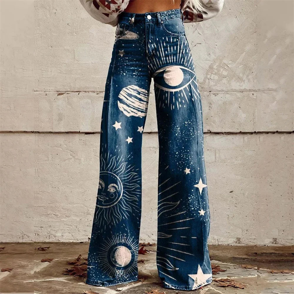 Isabel | Jeans évasés imprimés taille haute pour femmes