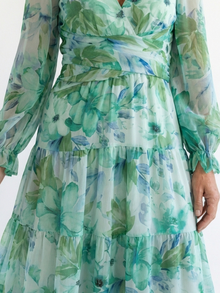 Isolde | Robe maxi portefeuille à fleurs pour femmes