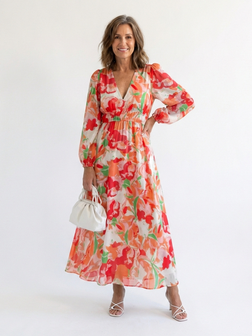 Isolde | Robe maxi portefeuille à fleurs pour femmes