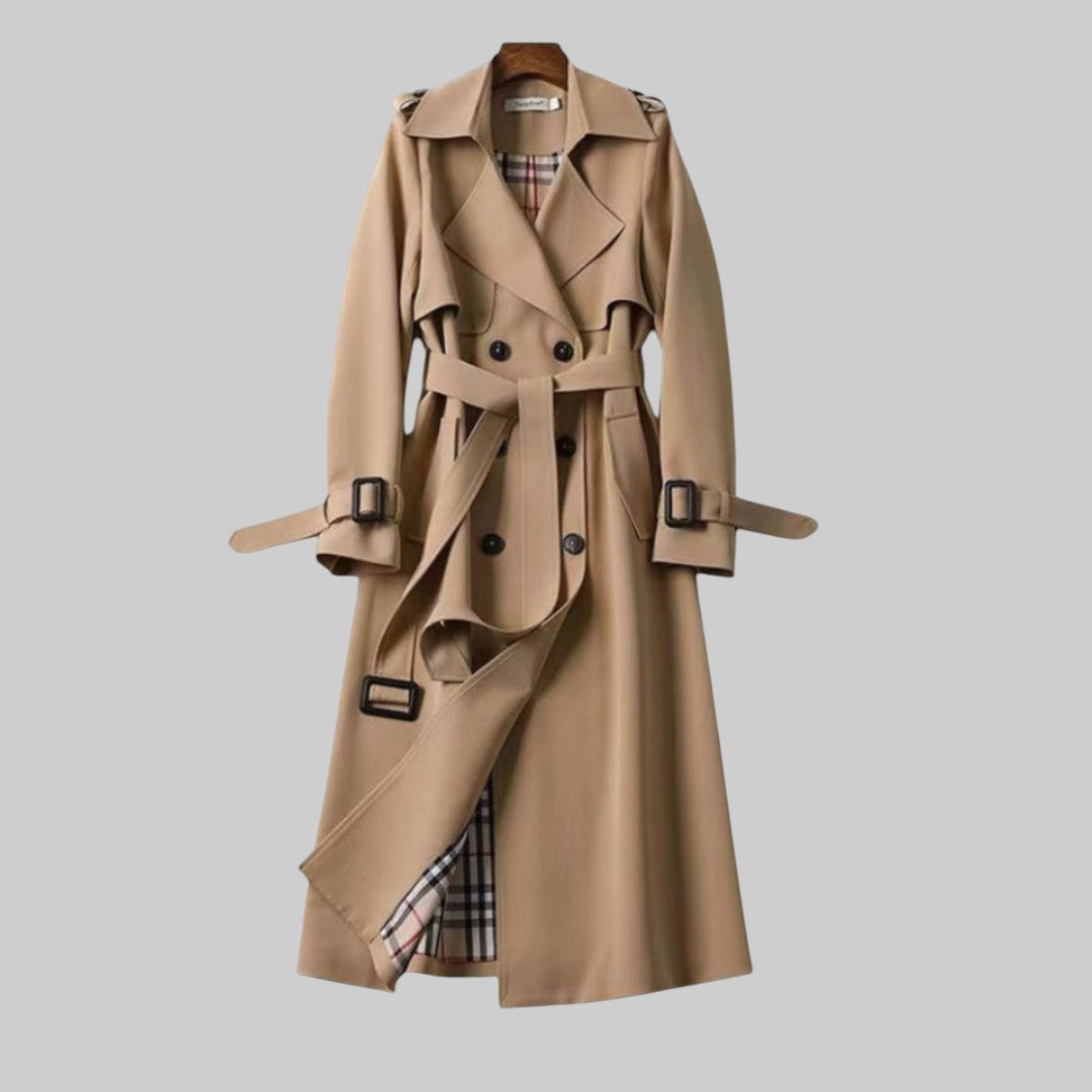 Helga | Manteau Trench Long à Double Boutonnage pour Femmes avec Ceinture