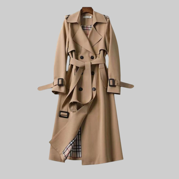 Helga | Manteau Trench Long à Double Boutonnage pour Femmes avec Ceinture