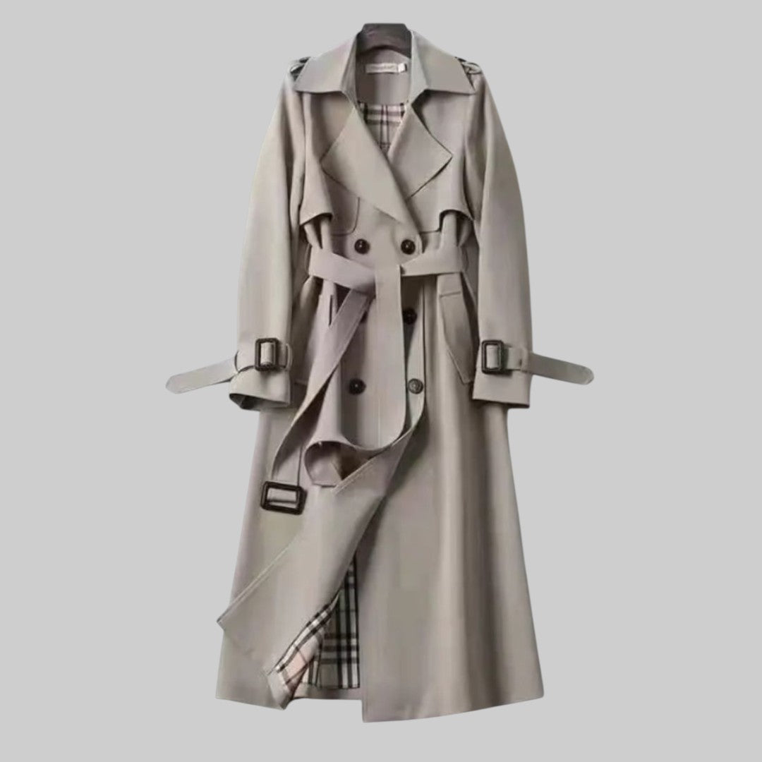 Helga | Manteau Trench Long à Double Boutonnage pour Femmes avec Ceinture