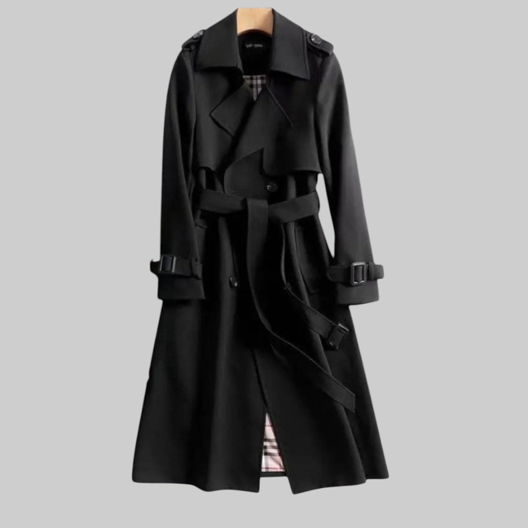 Helga | Manteau Trench Long à Double Boutonnage pour Femmes avec Ceinture