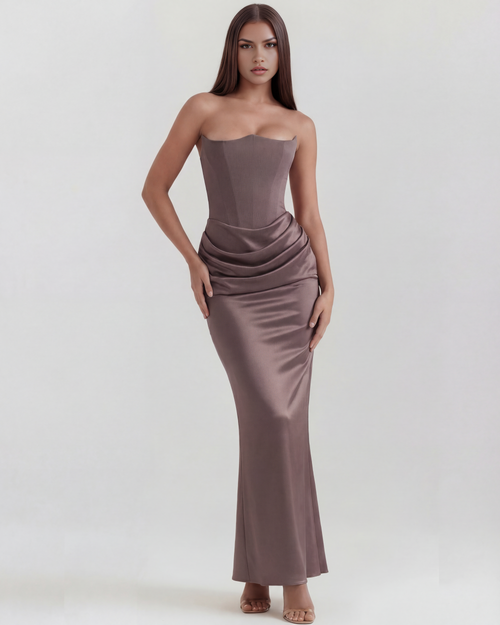 Jana | Robe de soirée en satin ajustée sans bretelles pour femmes