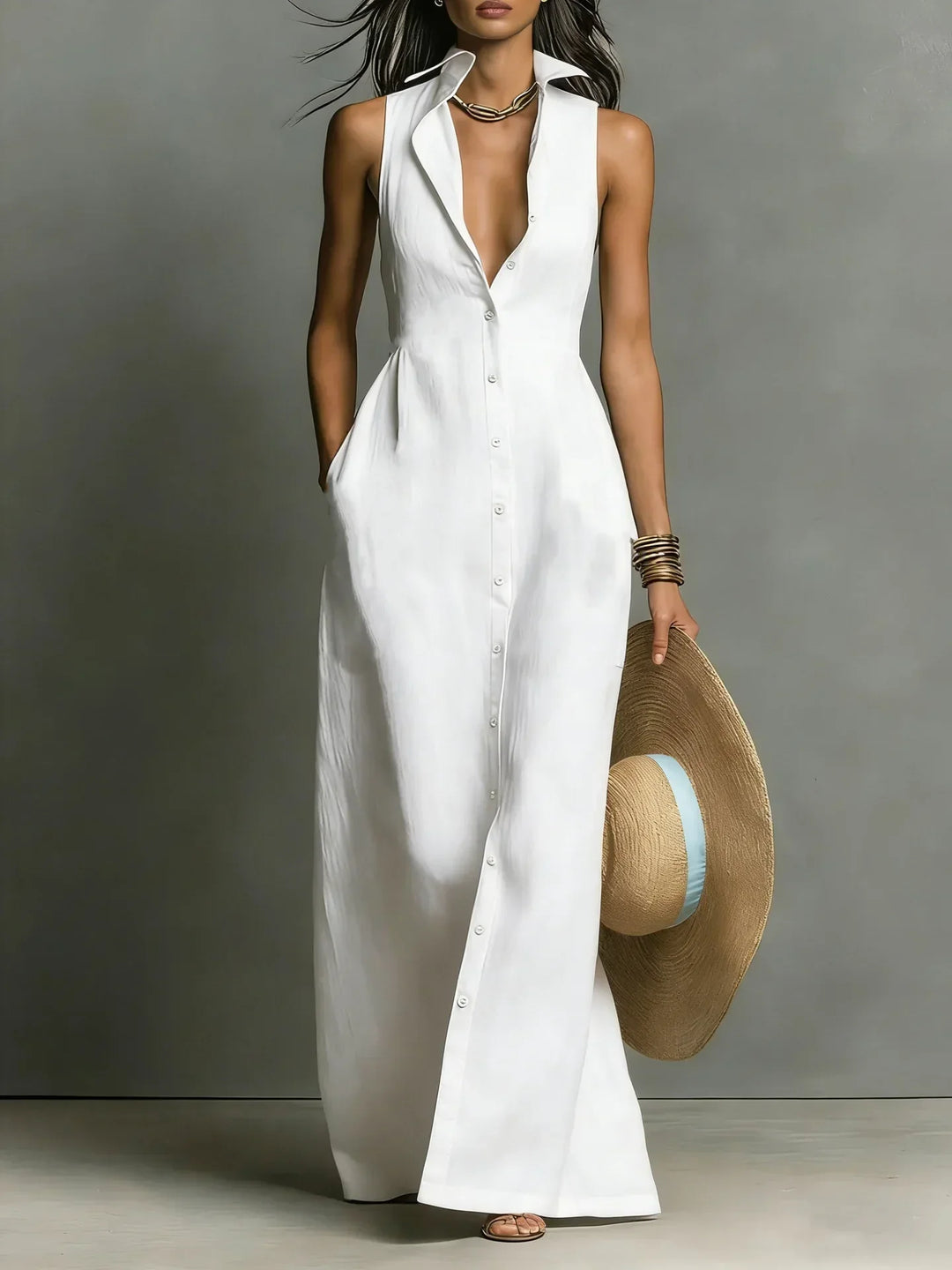 Johanna | Robe chemise sans manches pour femmes
