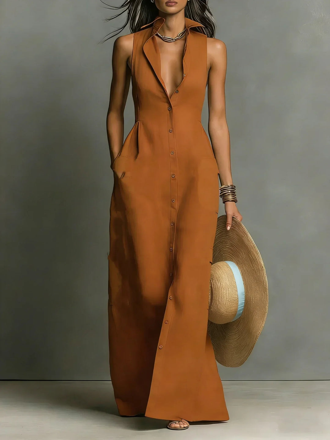 Johanna | Robe chemise sans manches pour femmes