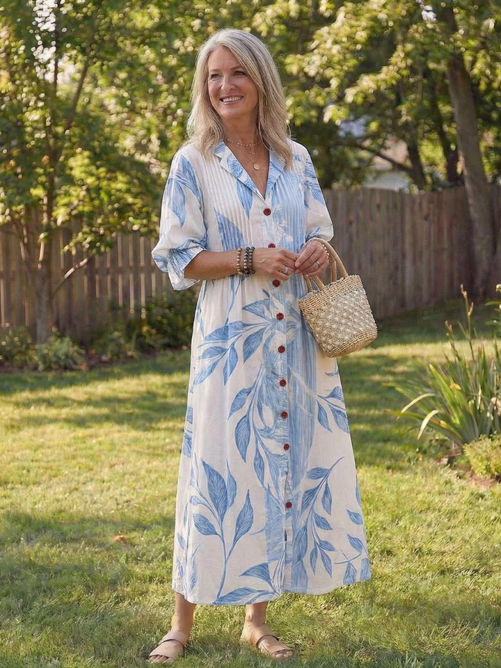 Josefine | Robe Maxi à Fleurs pour Femmes avec Manches 3/4