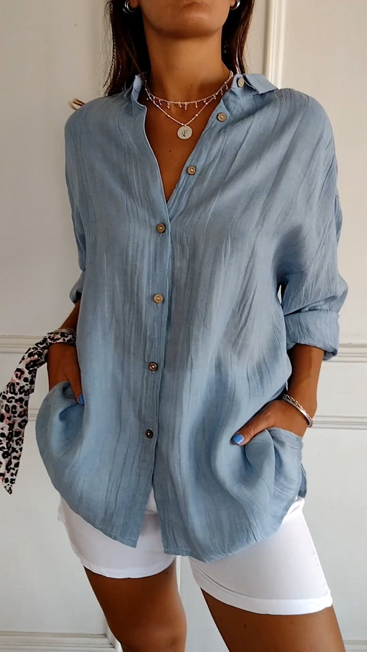 Irma - Blouse pour dames avec patte de boutonnage et coupe décontractée