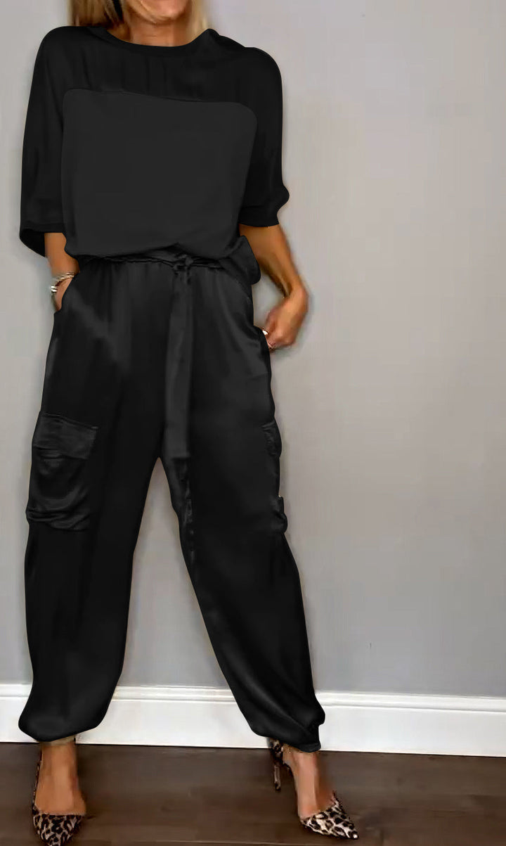 Ensemble de Loungewear en Satin Luxueux, Élégant et Polyvalent pour Femmes
