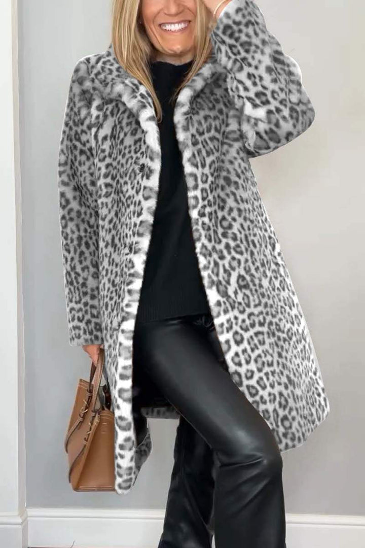 Pilar | Manteau d'hiver classique pour femmes avec motif léopard