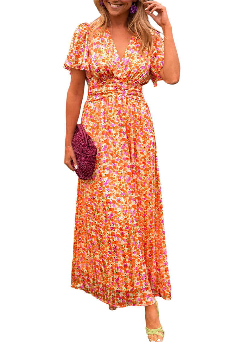Robe Maxi Fleurie Élégante FloraBreeze – Robe d'Été Aérée Sans Manches