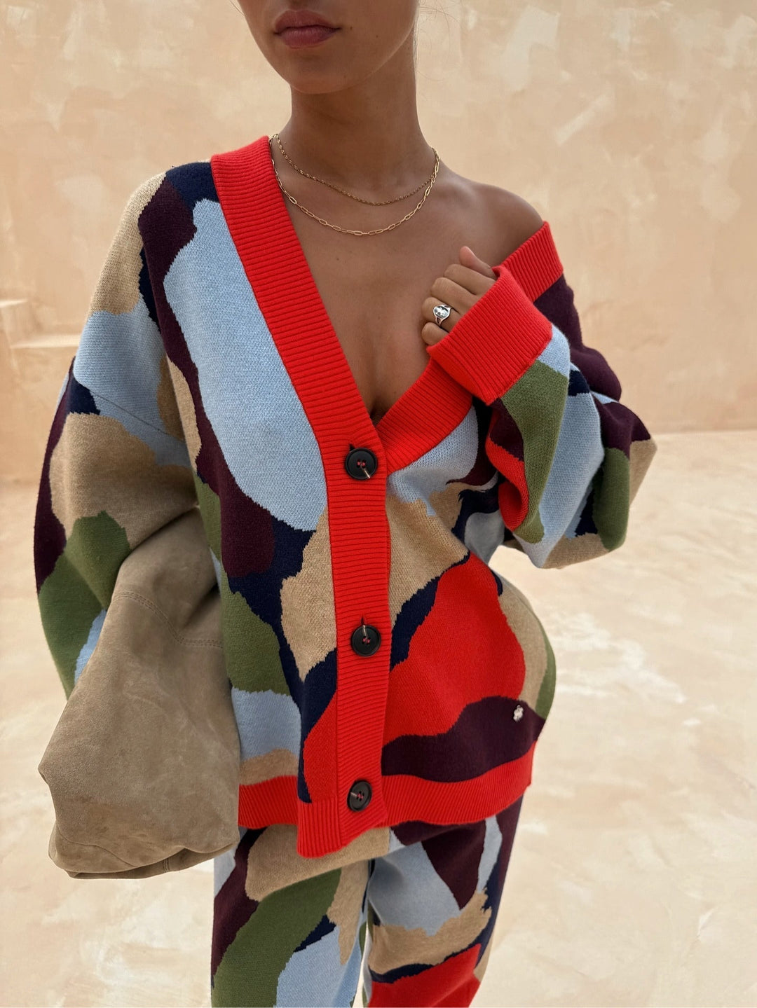 Julia | Cardigan pour femmes avec motif géométrique abstrait