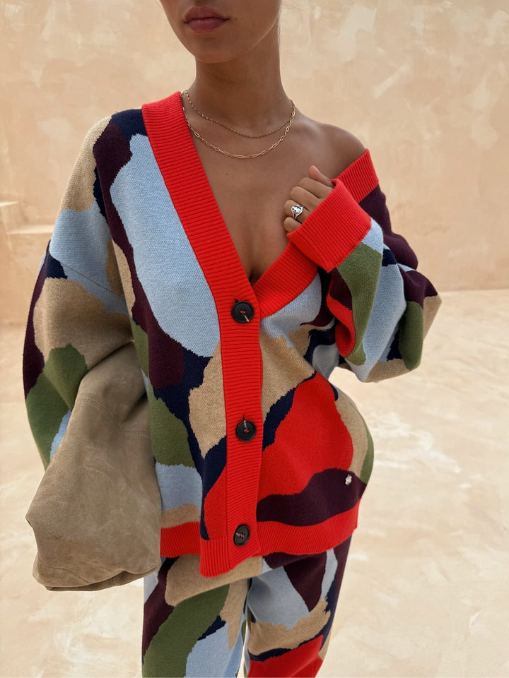 Julia | Cardigan pour femmes avec motif géométrique abstrait