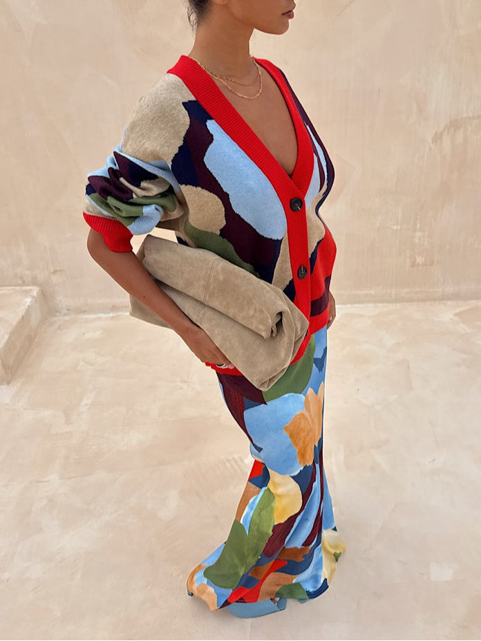 Julia | Cardigan pour femmes avec motif géométrique abstrait