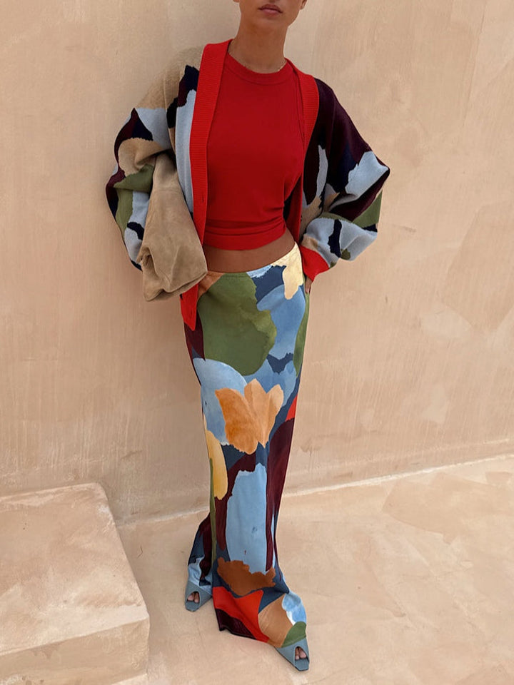 Julia | Cardigan pour femmes avec motif géométrique abstrait