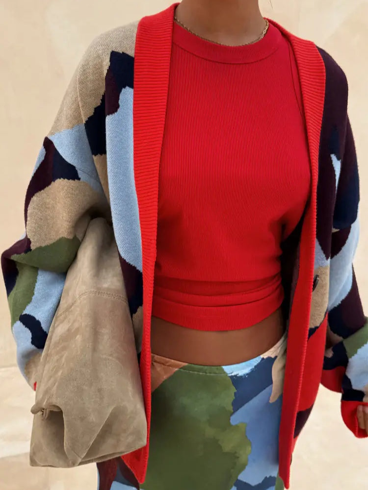 Julia | Cardigan pour femmes avec motif géométrique abstrait